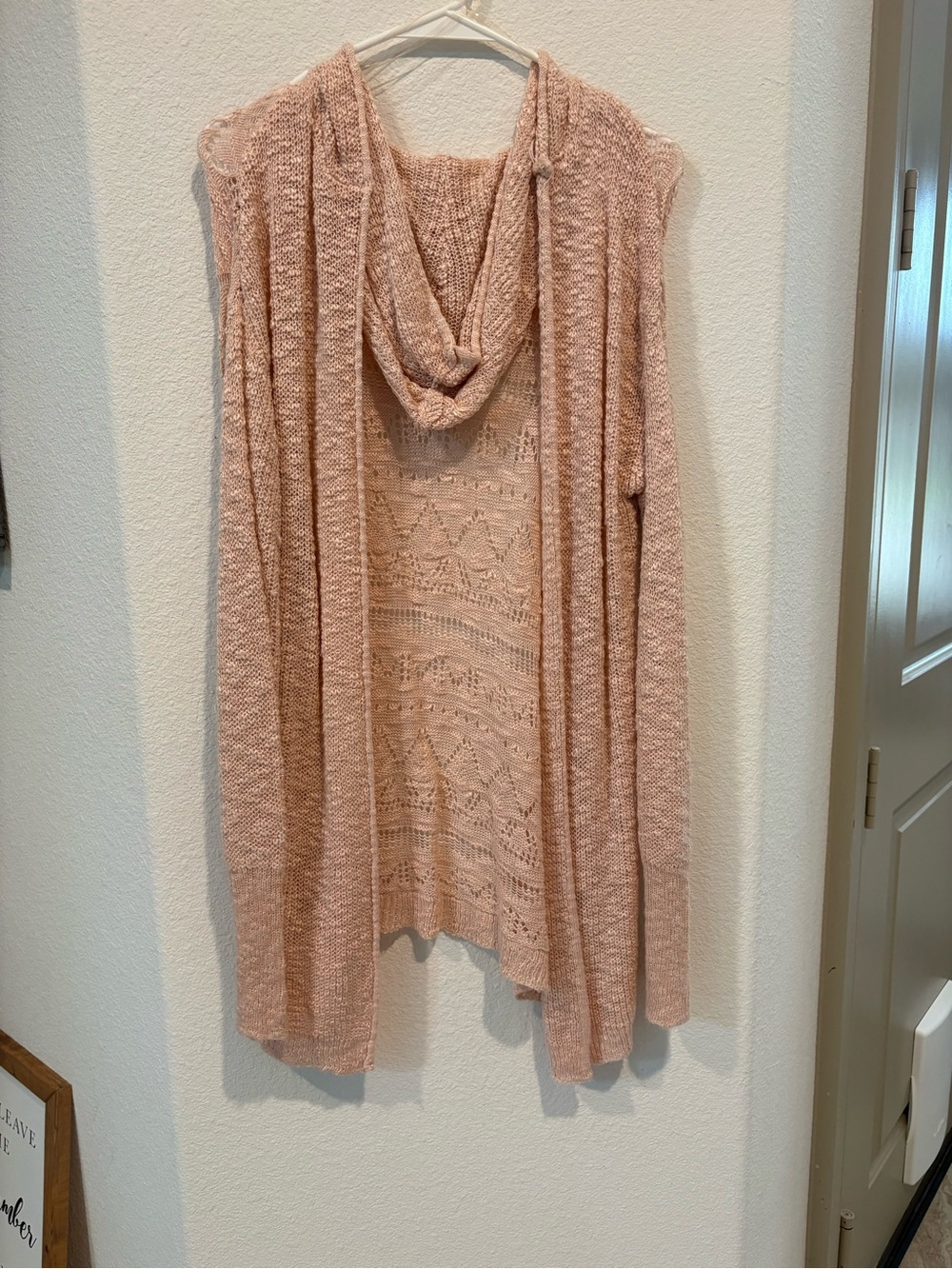 No Boundaries Blush Pink Open-Front Hooded Cardigan L